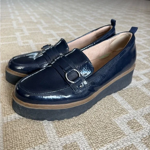 SOUL Naturalizer Navy Patent Platform Loafers Chunky Comfort Shoes 10W - Picture 8 of 17
